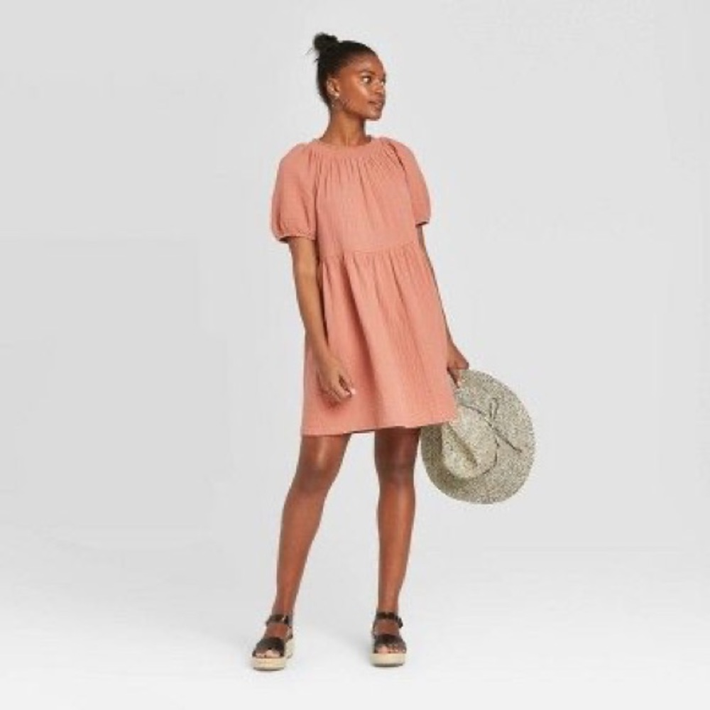 Universal Thread Short Sleeve Smocked Gauze Dress - Picture 2 of 8